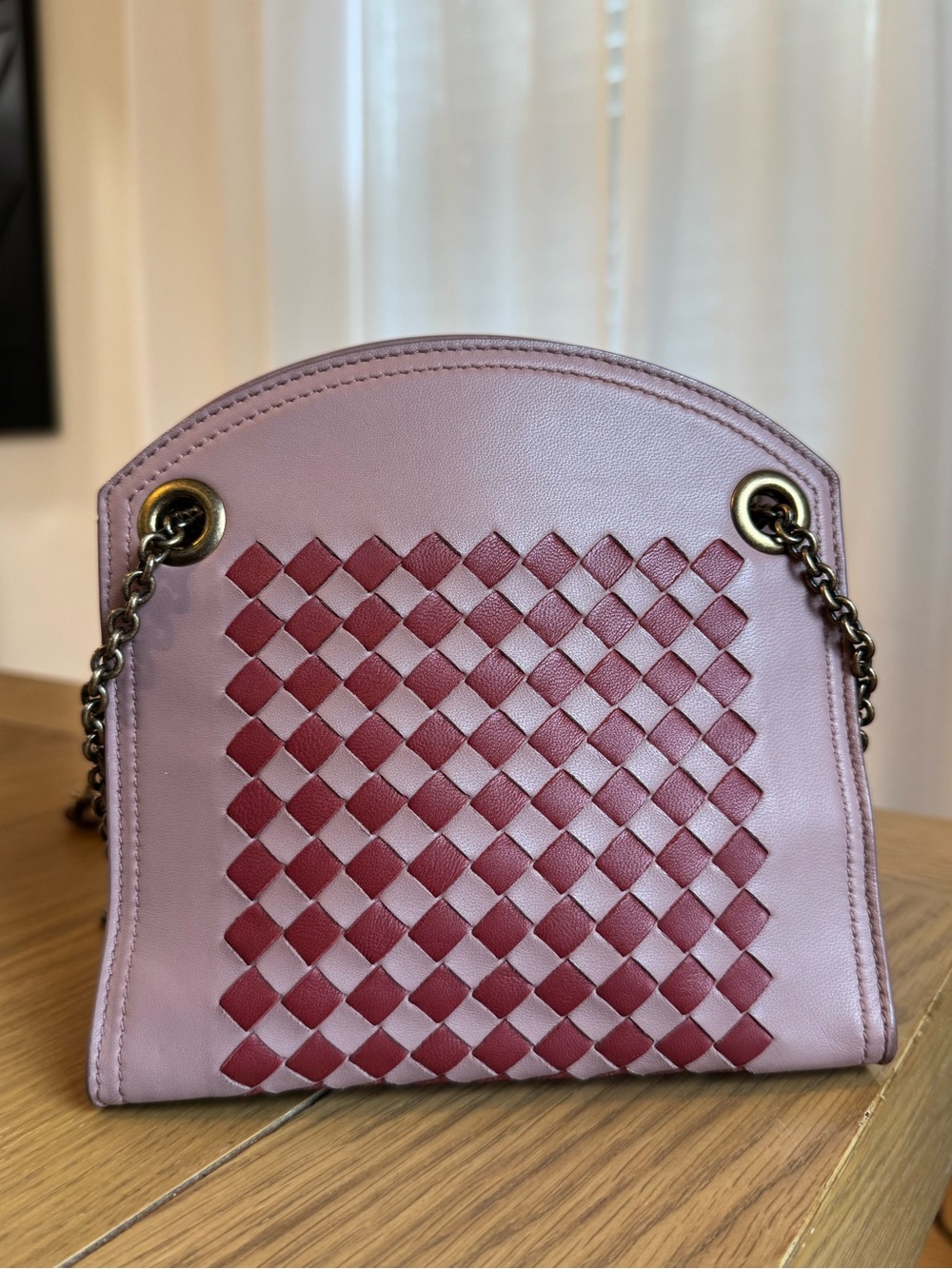 Bottega Veneta Leather Nappa Intrecciato Chain bag WOC
